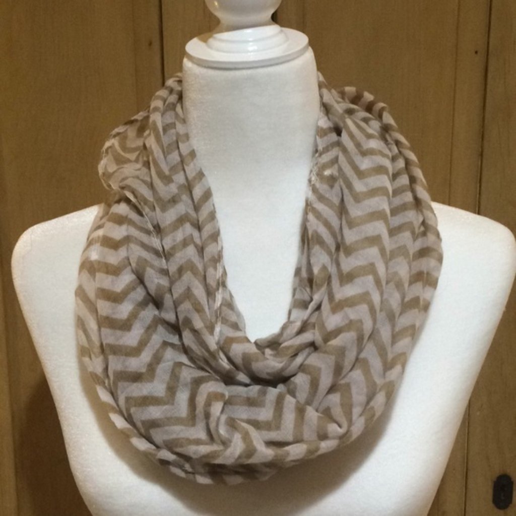 White  Gold Chevron Infinity Scarf